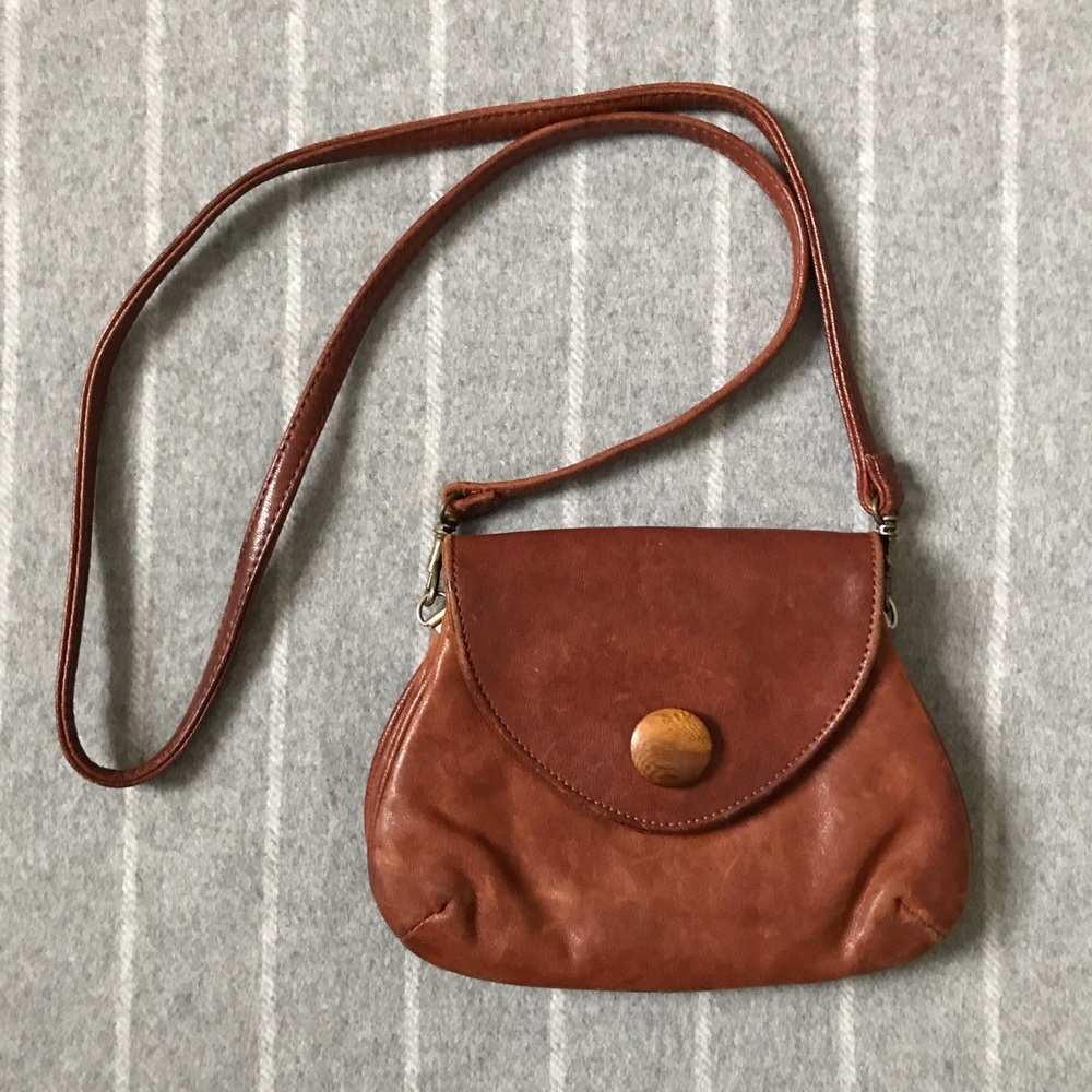 Ananas cognac leather crossbody bag